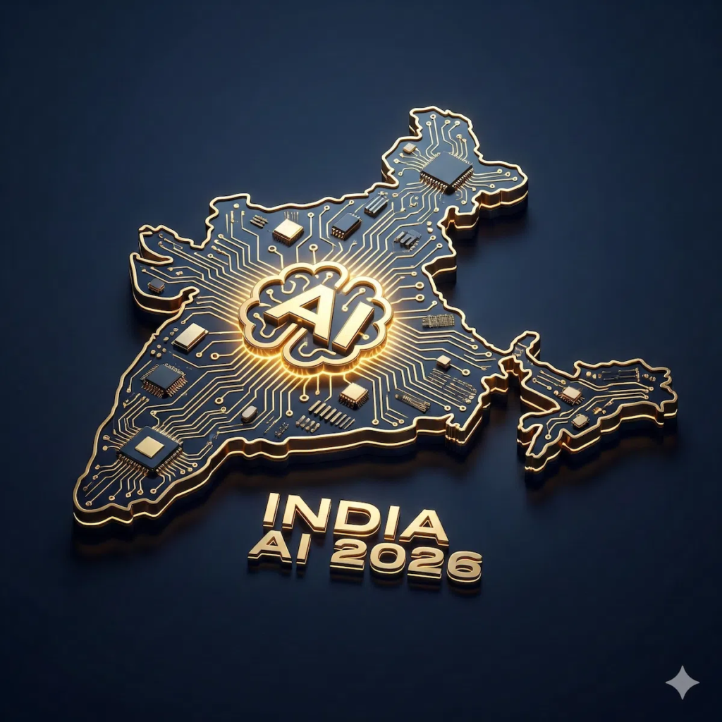 India AI Impact Summit 2026 official logo concept with circuit map.
