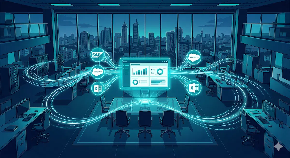 Coreworks AI business analyst platform dashboard converting enterprise data into board reports