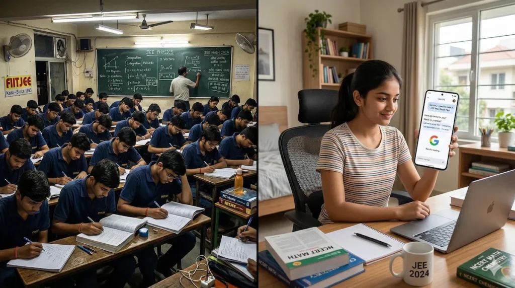 Google Gemini free JEE preparation disrupting traditional Kota coaching institutes in India