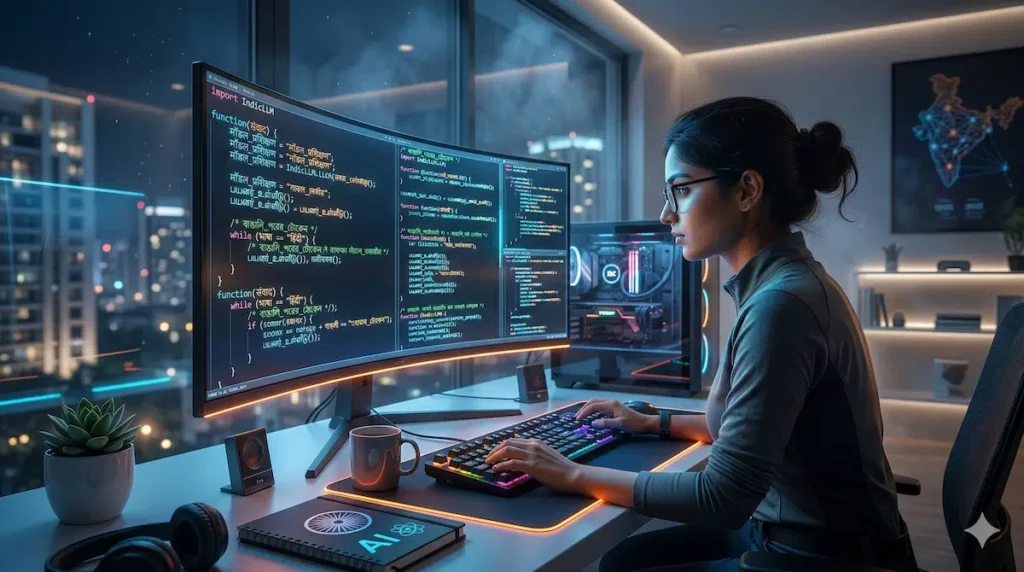 Indian AI ecosystem building Indic LLMs and foundational language models.