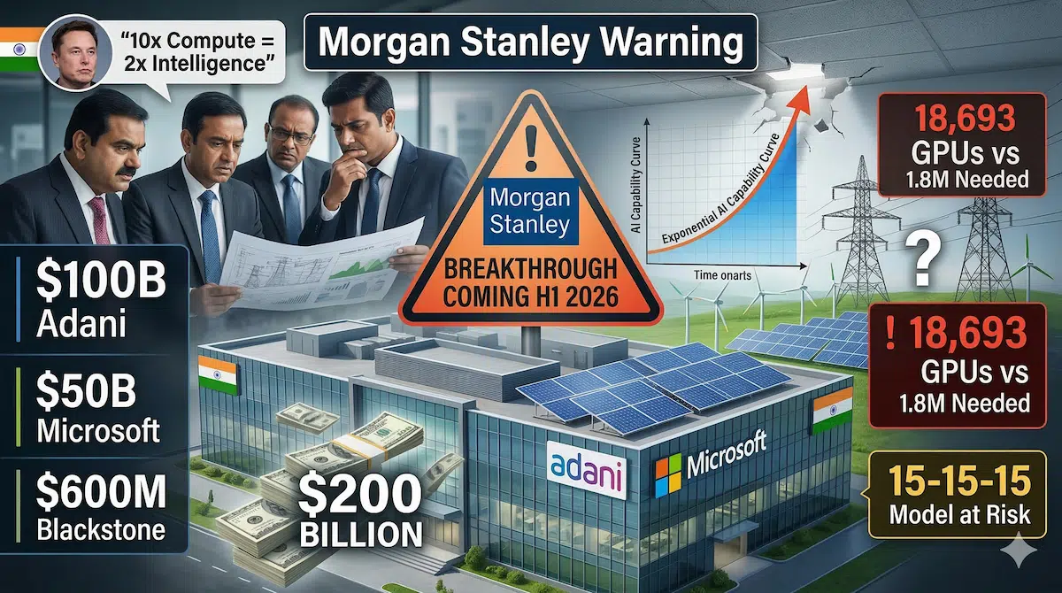 Morgan Stanley AI breakthrough 2026 warning India 200 billion dollar bet infrastructure power grid Adani Microsoft