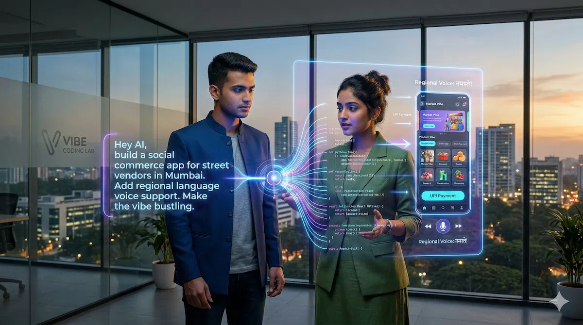 Indian founders using vibe coding and agentic AI to build software applications.