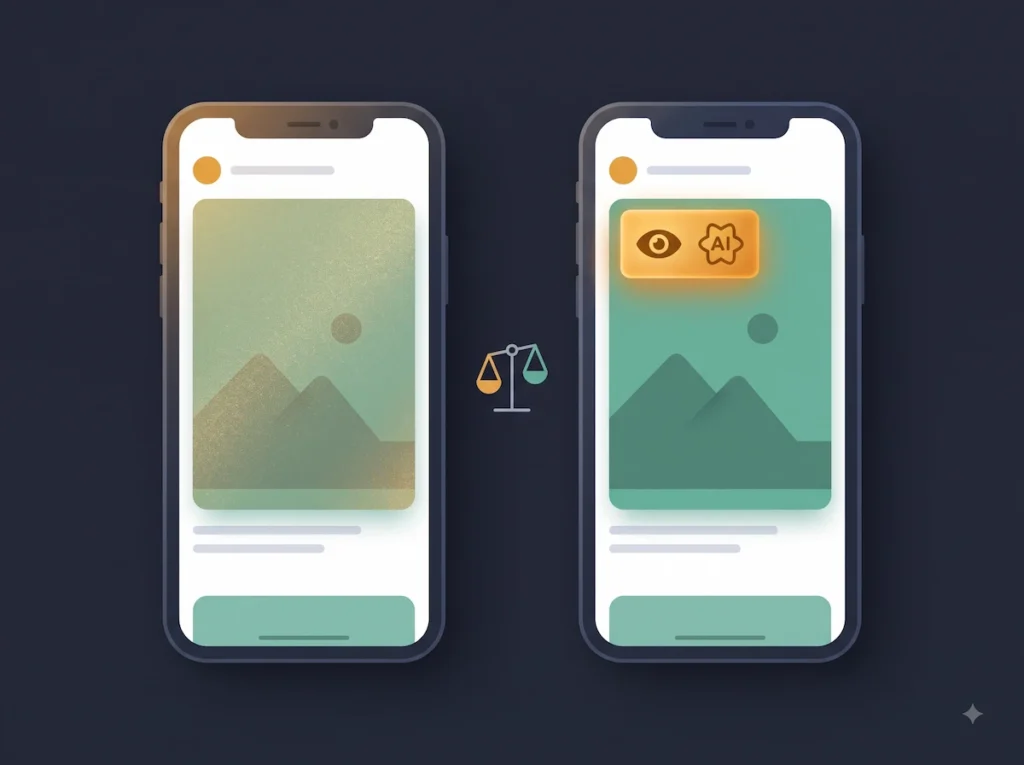 Comparison of invisible Claude AI watermark versus India's required visible AI-generated content label