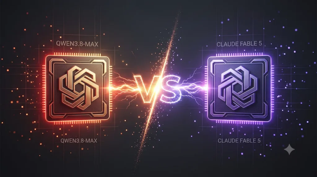 Qwen3.8-Max vs Claude Fable 5 AI benchmark comparison illustration