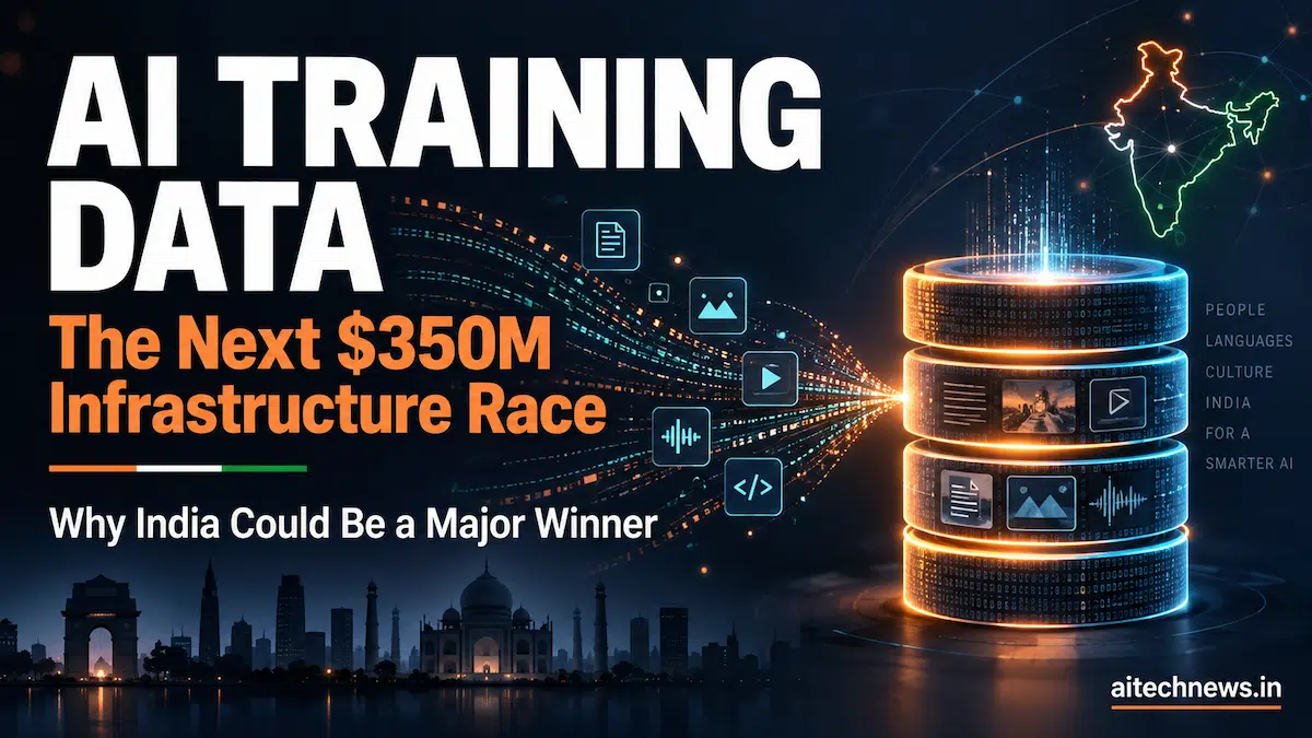AI training data infrastructure thumbnail showing Snorkel AI's $350 million funding round and India's data opportunity — aitechnews.in