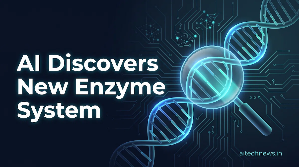 Illustration of Claude AI analyzing DNA to represent Claude AI enzyme discovery of a CRISPR-like system