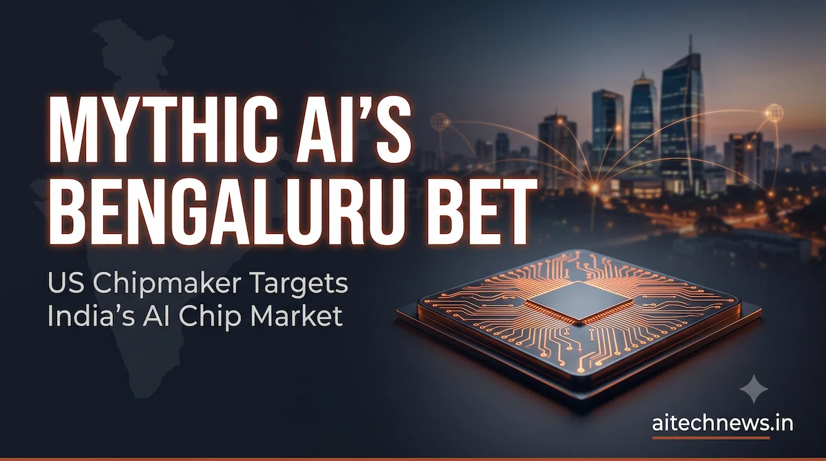 Mythic AI Bengaluru Centre featured image showing a glowing AI chip with Bengaluru skyline representing India's AI chip market expansion